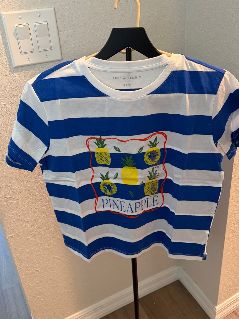 Free Assembly' Blue & White Striped Pineapple Graphic Tee